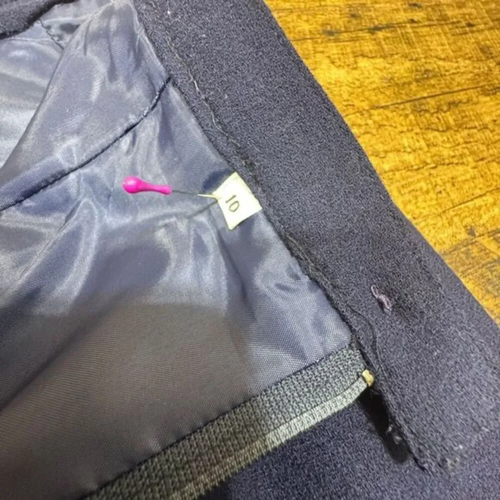 Birnbaum's Navy Blue‎ Professional Skirt Suit Blazer Set Business Office Wear